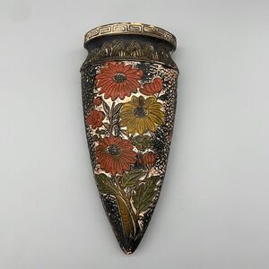 Vintage Japan Tokanabe Ceramic Floral Wall Hanging Plaque Pocket Art Deco